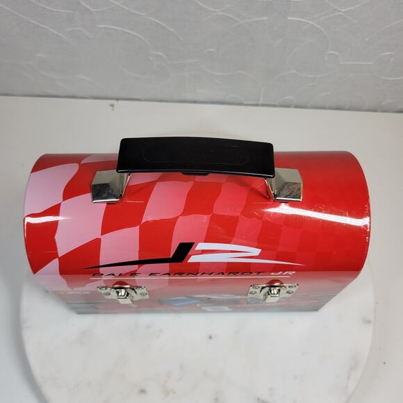 NASCAR Dale Earnhardt Jr Lunch Box  9"x6.5" Red 2004 No.8 Metal Dome Handle - Picture 13 of 16
